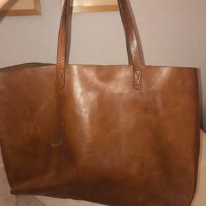 Madewell brown leather tote bag horizontal shape